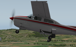 A Cessna 210M retracting the landing gear