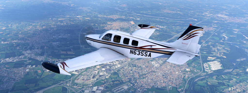 Bonanza A36 flying over Italy